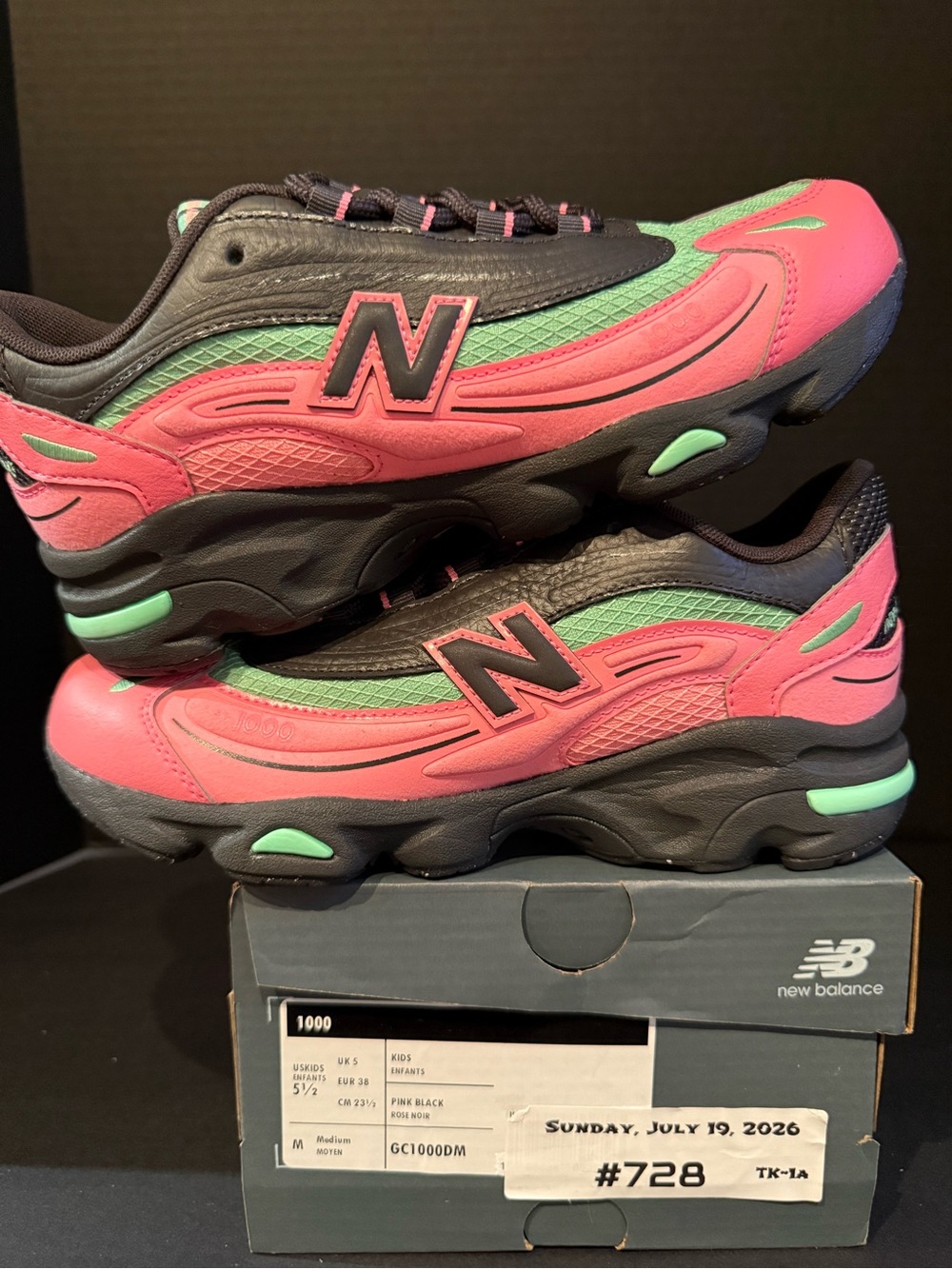 New Balance GC-1000 Pink & Mint Chunky Athletic Sneakers 5.5Y/7W